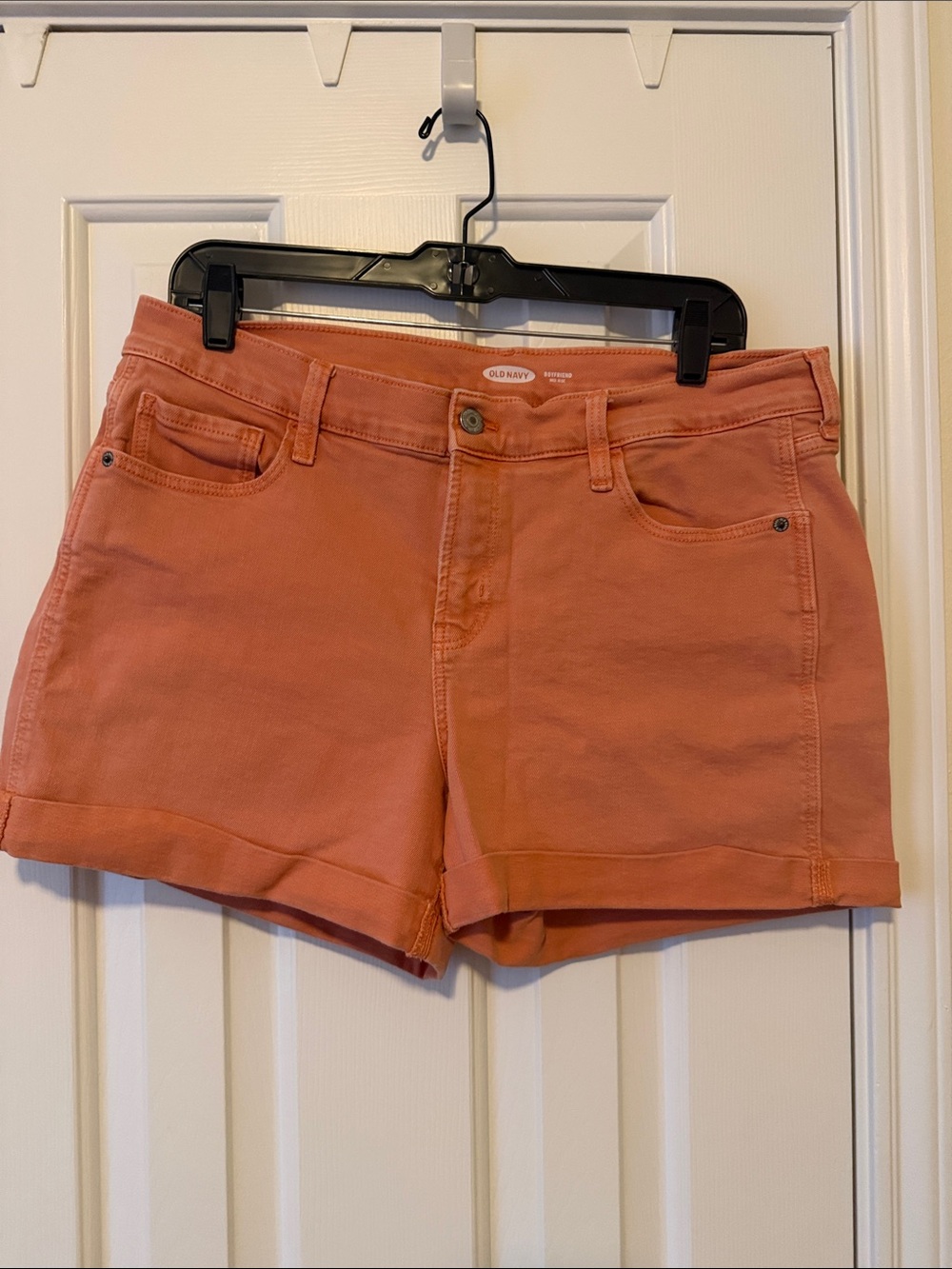Old Navy Coral-Peach Denim Roll Cuff Shorts